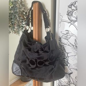 Coach Black Sateen Peyton Hobo Bag